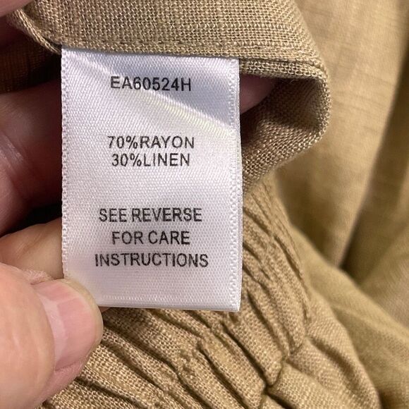 JMP The Label Tan Rayon Blend High Waisted Buttoned Wide Leg Pants Medium - Picture 5 of 11